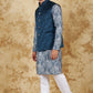 Bluesaanchi Men's Jacquard Indigo Dye Waistcoat Kurta Pajama Set | Swadesiicart