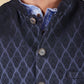 Bluesaanchi Men's Jacquard Prussian Blue Waistcoat Kurta Pajama Set | Swadesiicart