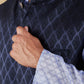 Bluesaanchi Men's Jacquard Prussian Blue Waistcoat Kurta Pajama Set | Swadesiicart