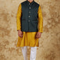 Bluesaanchi Men's Jacquard Brunswick Green Waistcoat Kurta Pajama Set | Swadesiicart