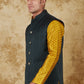 Bluesaanchi Men's Jacquard Brunswick Green Waistcoat | Swadesiicart