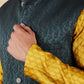 Bluesaanchi Men's Jacquard Brunswick Green Waistcoat Kurta Pajama Set | Swadesiicart