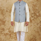 Bluesaanchi Men's Cream Waistcoat Kurta Pajama Set | Swadesiicart