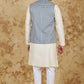 Bluesaanchi Men's Cream Waistcoat Kurta Pajama Set | Swadesiicart