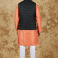 Bluesaanchi Men's Jacquard Orange Waistcoat Kurta Pajama Set | Swadesiicart