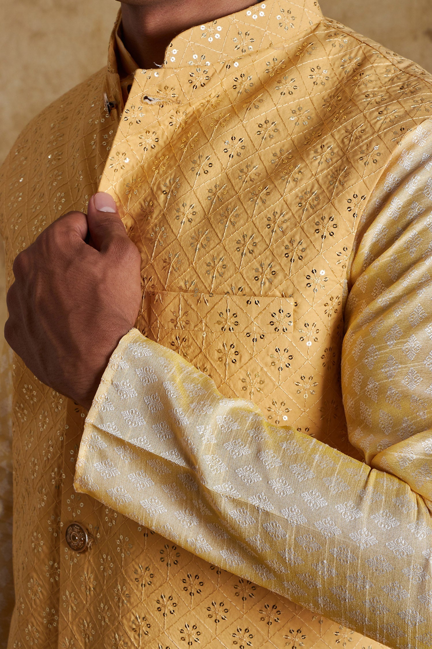 Bluesaanchi Men's Mango Waistcoat Kurta Pajama Set | Swadesiicart
