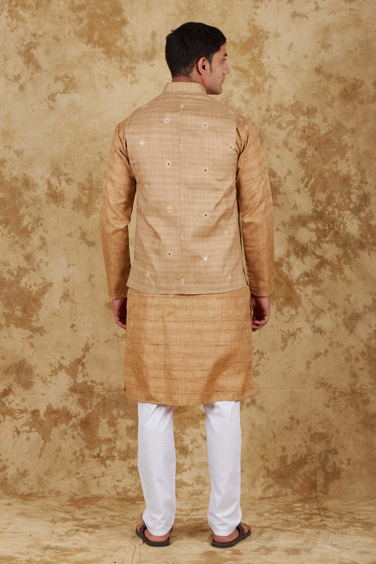 Bluesaanchi Men's Khaki Waistcoat Kurta Pajama Set | Swadesiicart