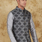 Bluesaanchi Men's Jacquard Grey Waistcoat | Swadesiicart