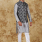 Bluesaanchi Men's Jacquard Grey Waistcoat Kurta Pajama Set | Swadesiicart