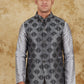Bluesaanchi Men's Jacquard Grey Waistcoat | Swadesiicart