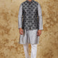 Bluesaanchi Men's Jacquard Grey Waistcoat Kurta Pajama Set | Swadesiicart