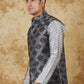 Bluesaanchi Men's Jacquard Grey Waistcoat | Swadesiicart