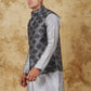 Bluesaanchi Men's Jacquard Grey Waistcoat Kurta Pajama Set | Swadesiicart