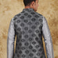 Bluesaanchi Men's Jacquard Grey Waistcoat | Swadesiicart
