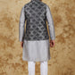 Bluesaanchi Men's Jacquard Grey Waistcoat Kurta Pajama Set | Swadesiicart