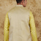 Bluesaanchi Men's Jacquard Citron Waistcoat | Swadesiicart