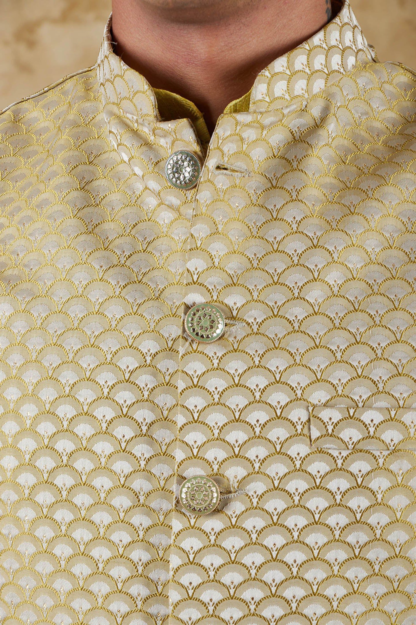 Bluesaanchi Men's Jacquard Citron Waistcoat Kurta Pajama Set | Swadesiicart