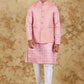 Bluesaanchi Men's Jacquard Pink Waistcoat Kurta Pajama Set | Swadesiicart