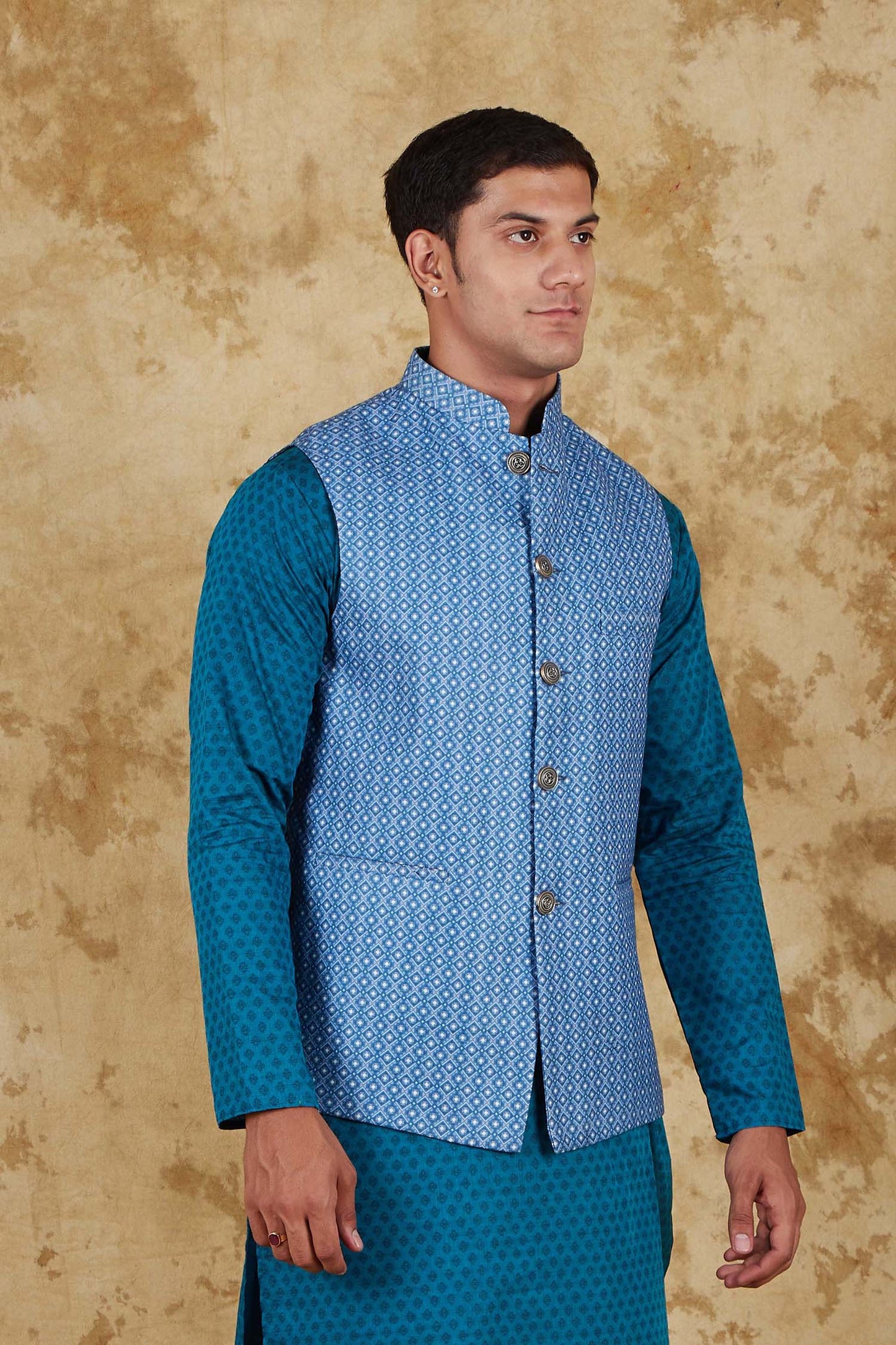 Bluesaanchi Men's Blue Waistcoat | Swadesiicart