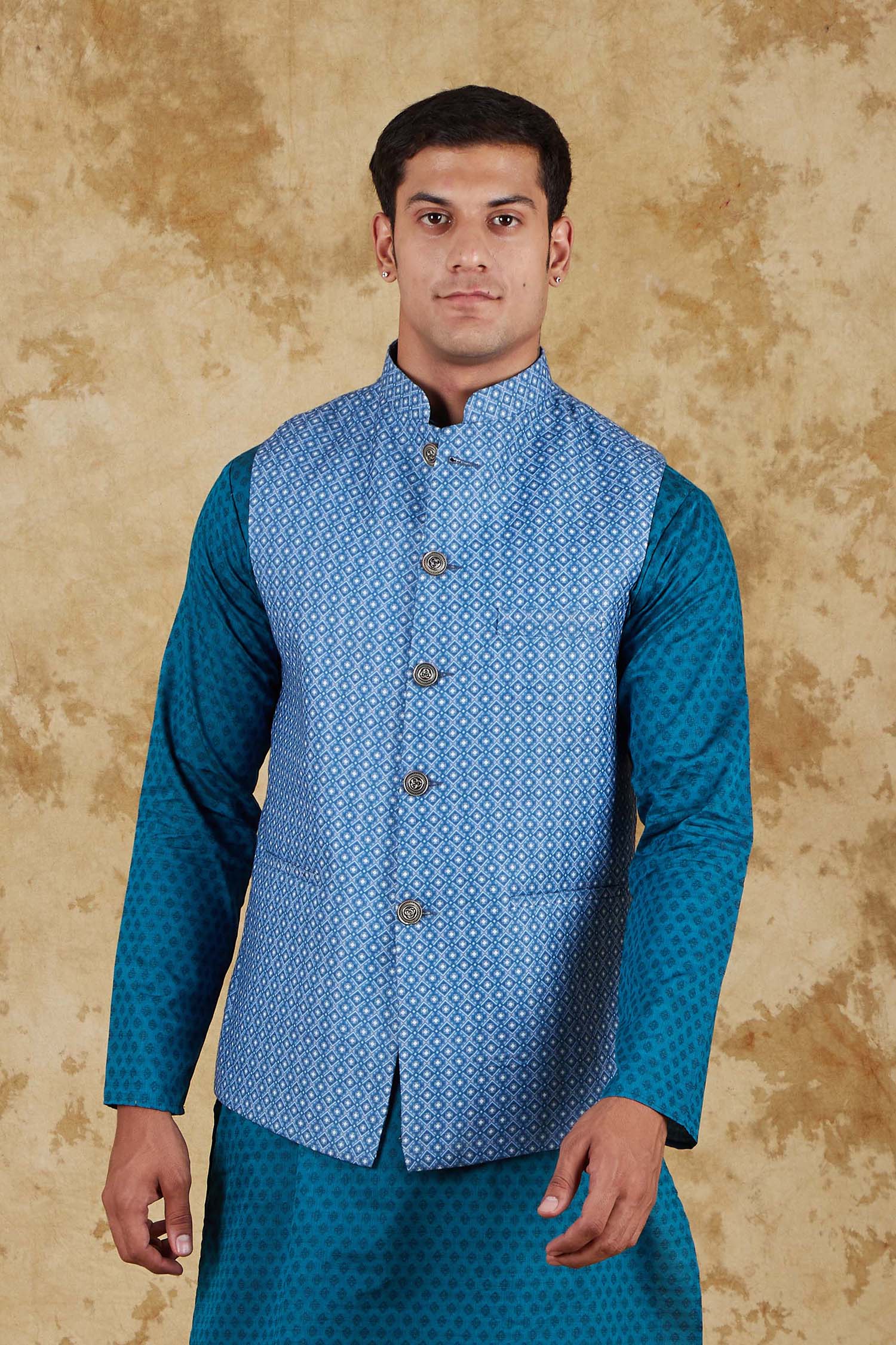 Bluesaanchi Men's Blue Waistcoat | Swadesiicart