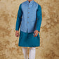 Bluesaanchi Men's Blue Waistcoat Kurta Pajama Set | Swadesiicart