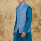 Bluesaanchi Men's Blue Waistcoat Kurta Pajama Set | Swadesiicart