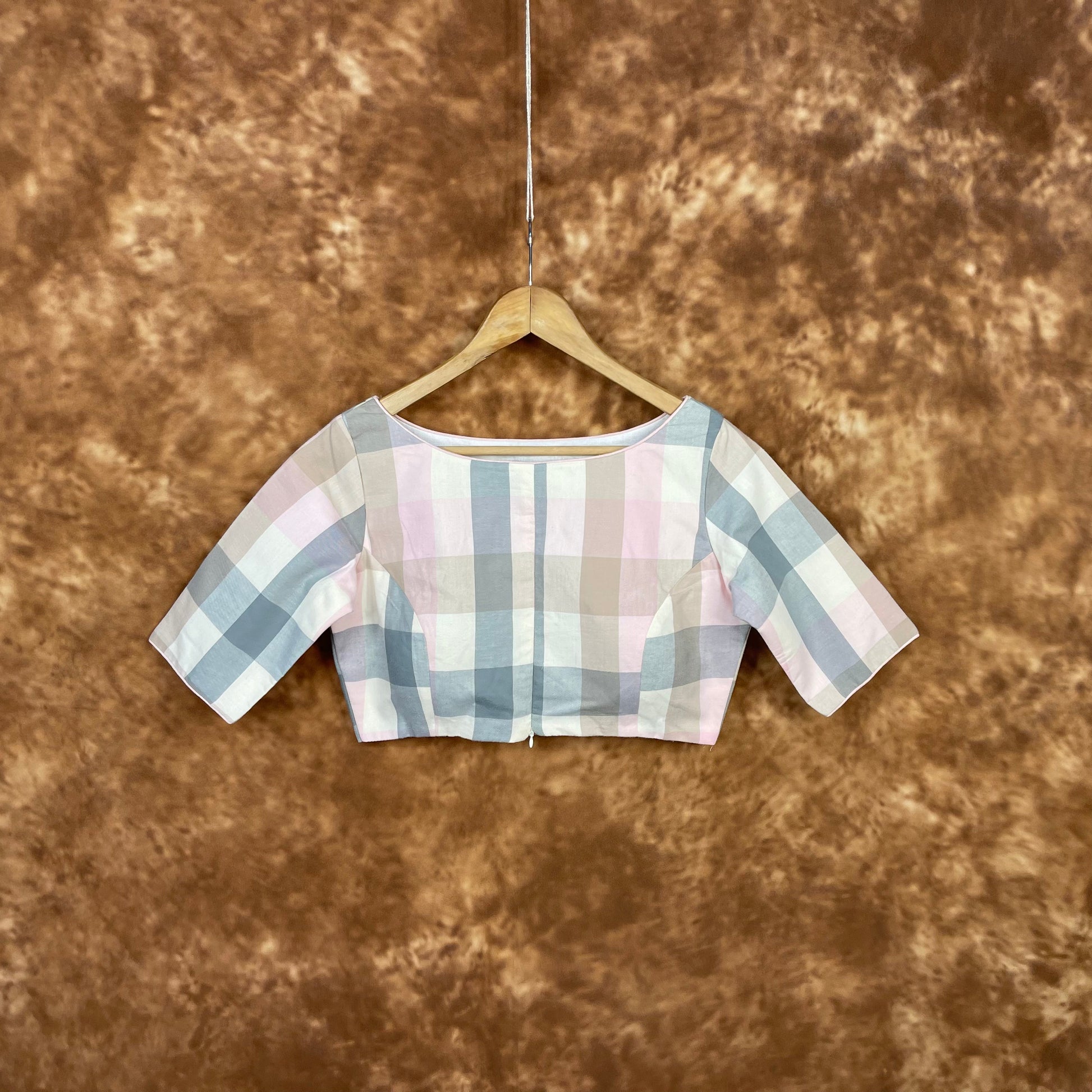 Neck Check Multi Color Coloured Cotton Ready to Wear Blouse - kapda Tailor | Swadesiicart