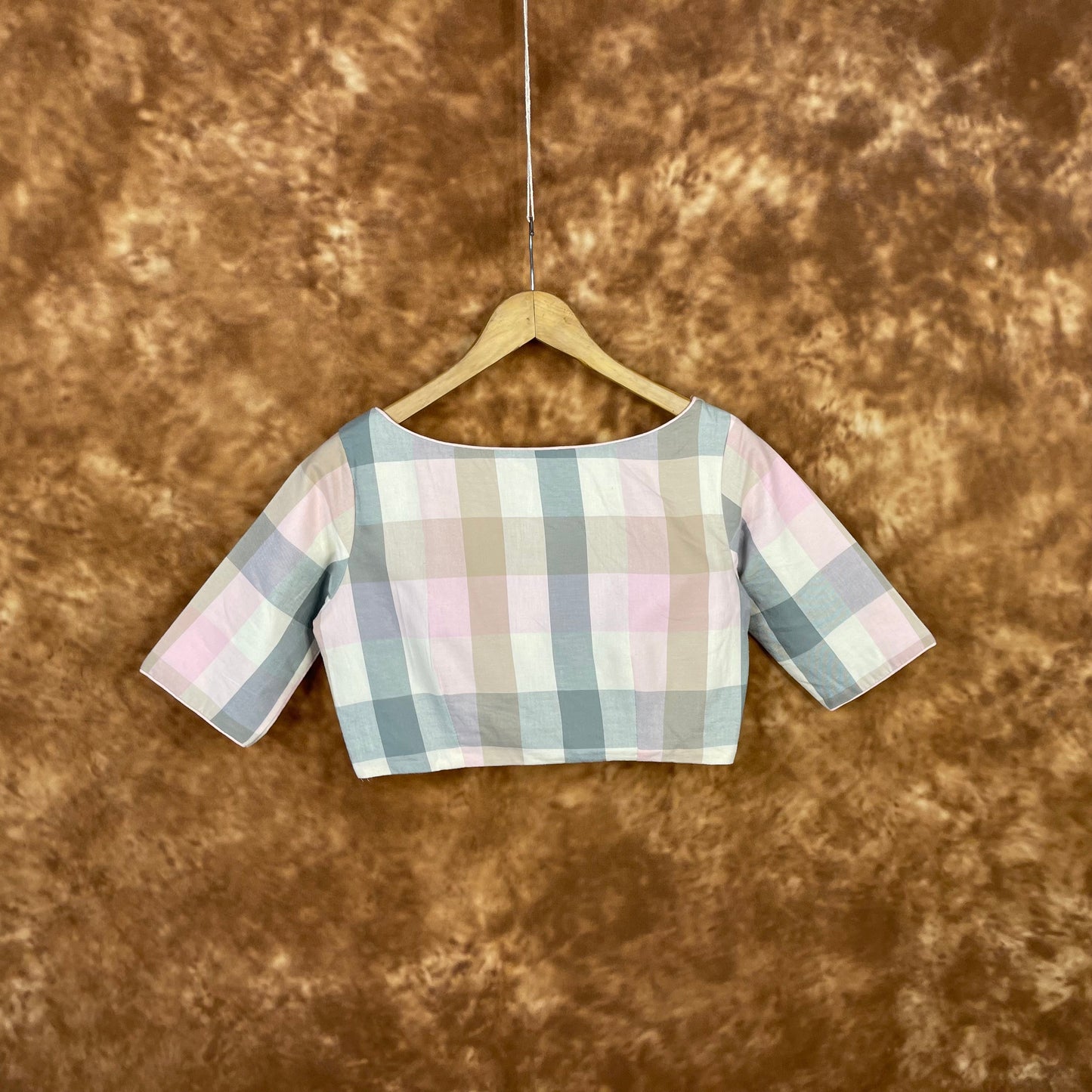 Neck Check Multi Color Coloured Cotton Ready to Wear Blouse - kapda Tailor | Swadesiicart