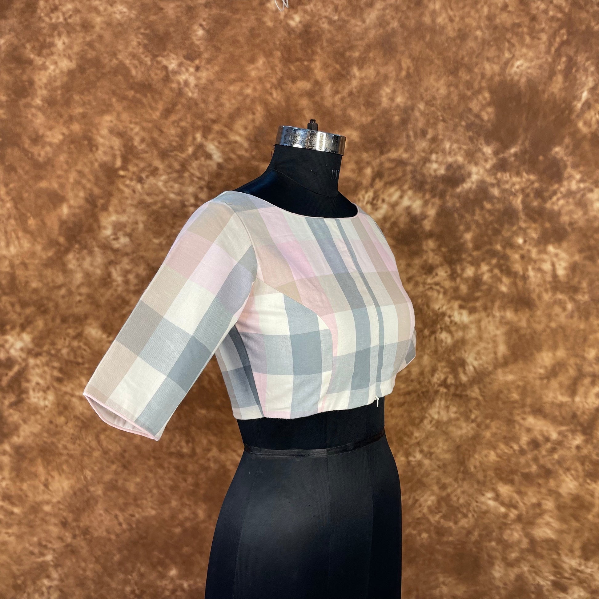 Neck Check Multi Color Coloured Cotton Ready to Wear Blouse - kapda Tailor | Swadesiicart
