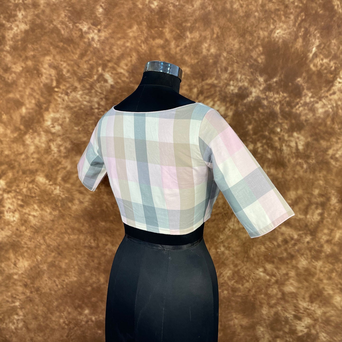 Neck Check Multi Color Coloured Cotton Ready to Wear Blouse - kapda Tailor | Swadesiicart