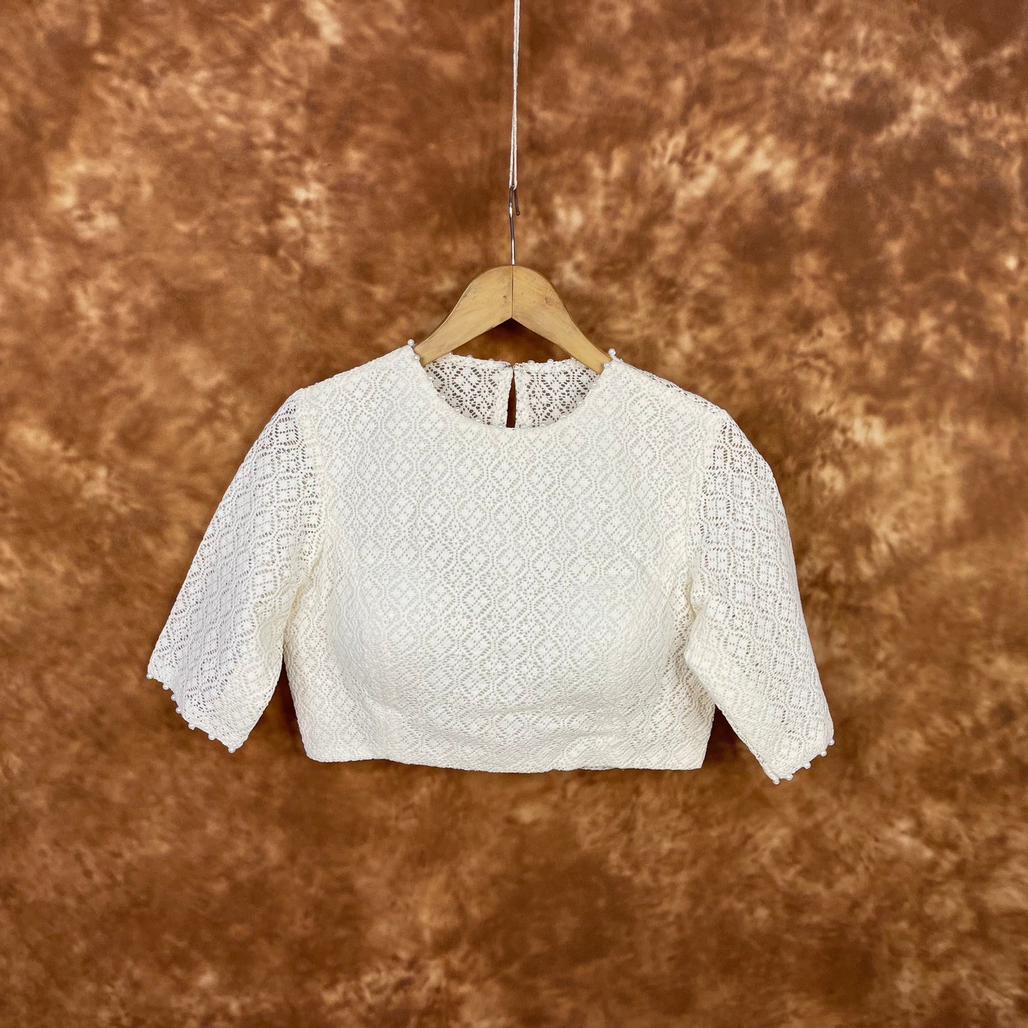 Radiant Glow Cream Coloured Cotton Less Ready to Wear Blouse - kapda Tailor | Swadesiicart