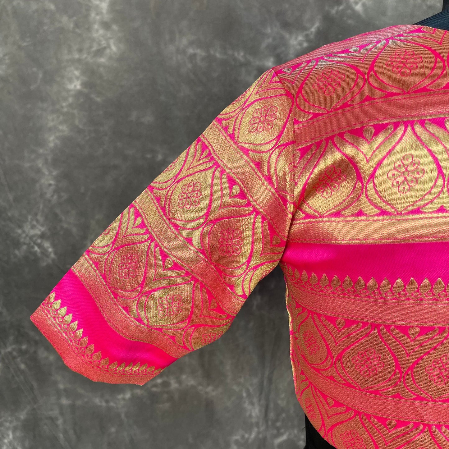 Icy Cool Pink Coloured Broket Silk Ready to Wear Blouse - kapda Tailor | Swadesiicart