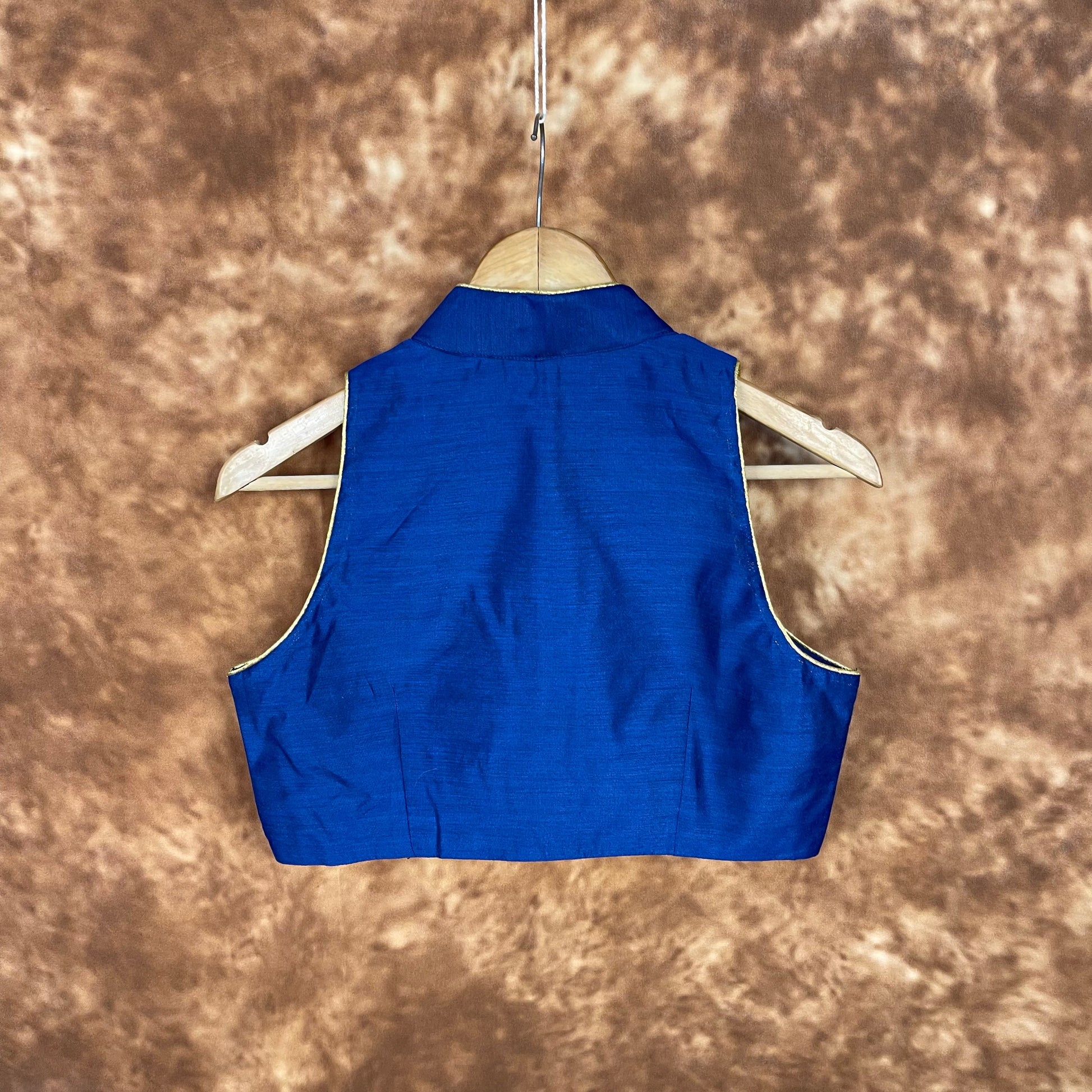 Cut Piece Fashion Royal Blue Coloured Silk Ready to Wear Blouse - kapda Tailor | Swadesiicart