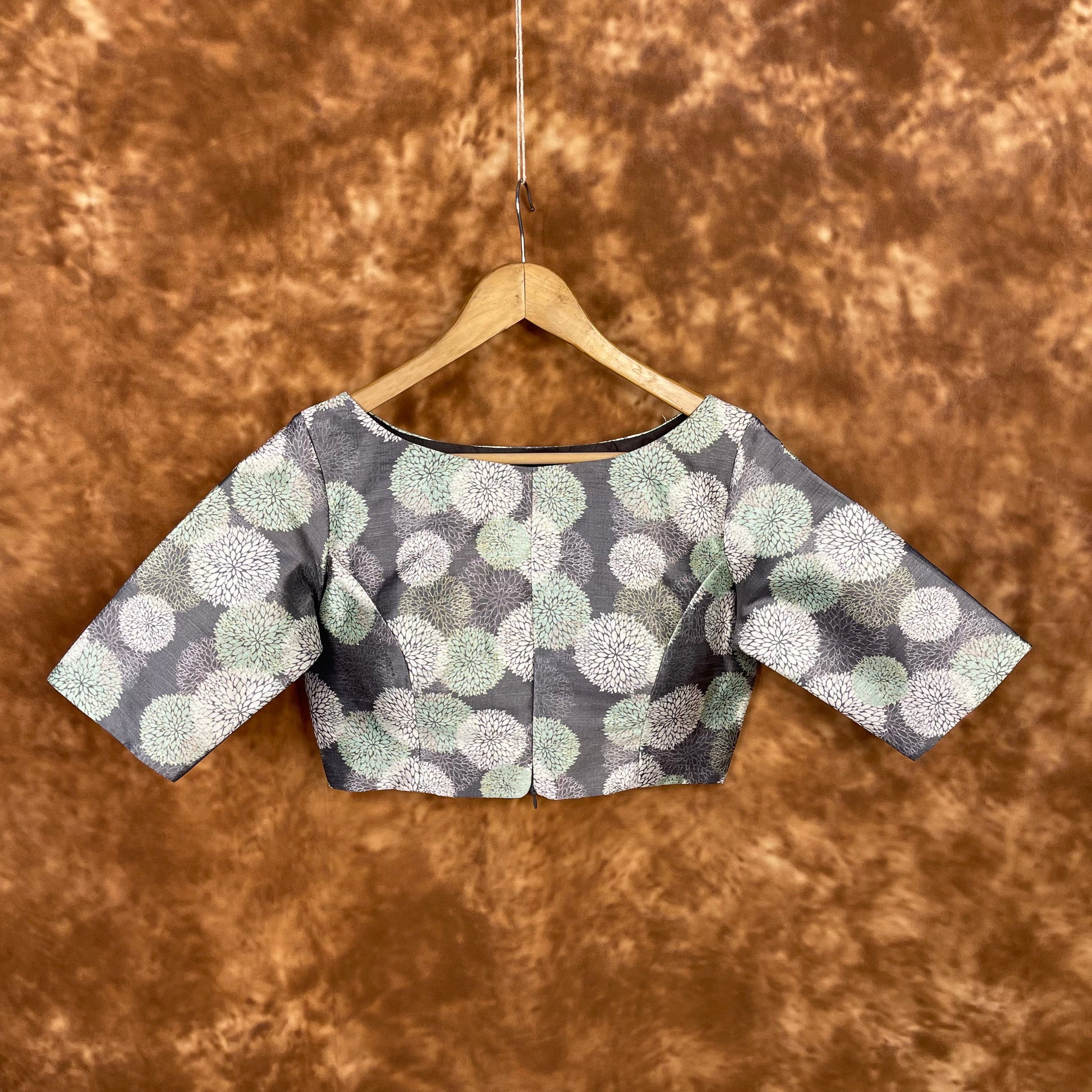 Festive Rush Grey Coloured Silk Ready to Wear Blouse - kapda Tailor | Swadesiicart
