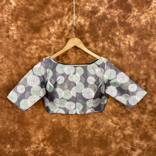 Festive Rush Grey Coloured Silk Ready to Wear Blouse - kapda Tailor | Swadesiicart