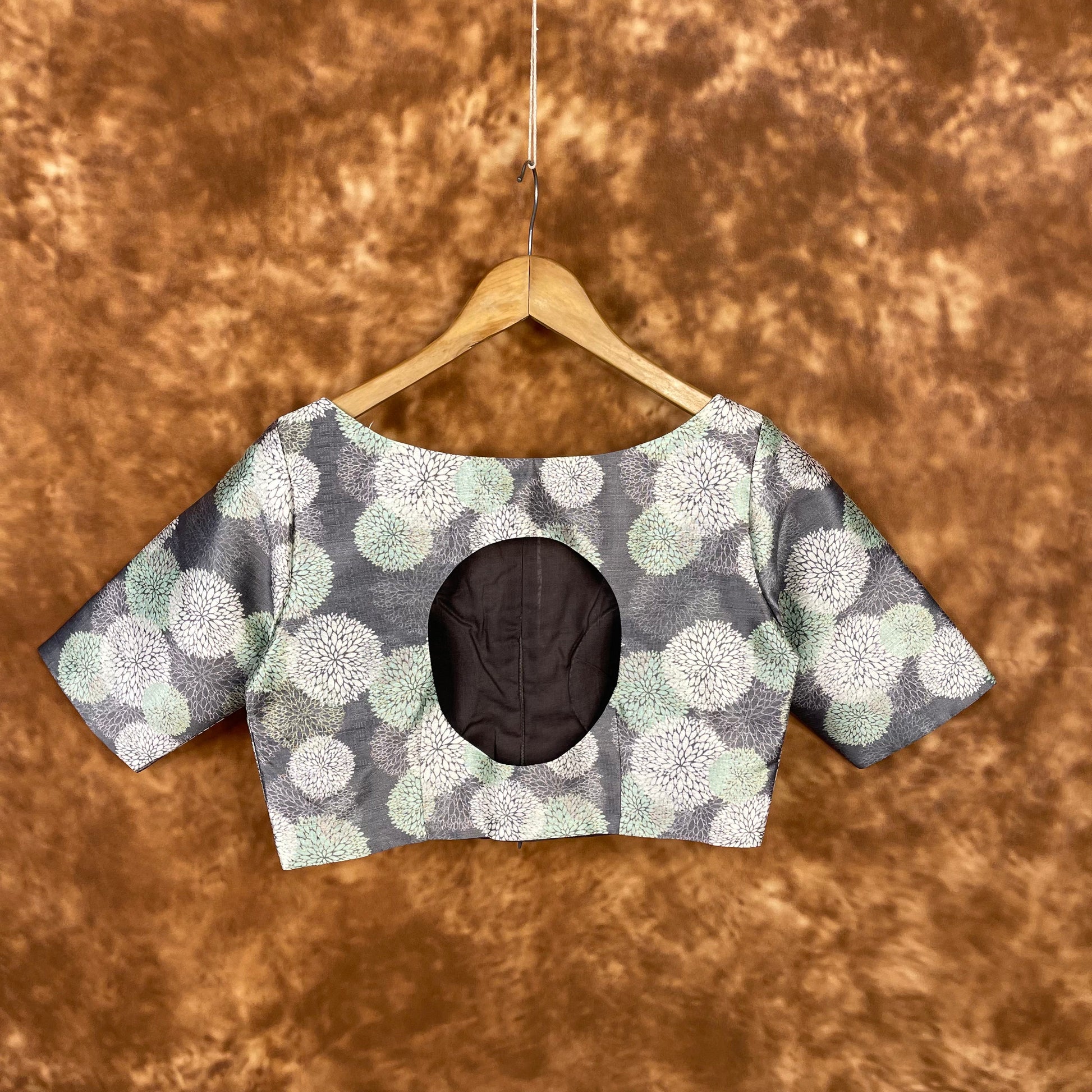 Festive Rush Grey Coloured Silk Ready to Wear Blouse - kapda Tailor | Swadesiicart