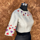 Silk Triangle Cream Coloured Silk Ready to Wear Blouse - kapda Tailor | Swadesiicart