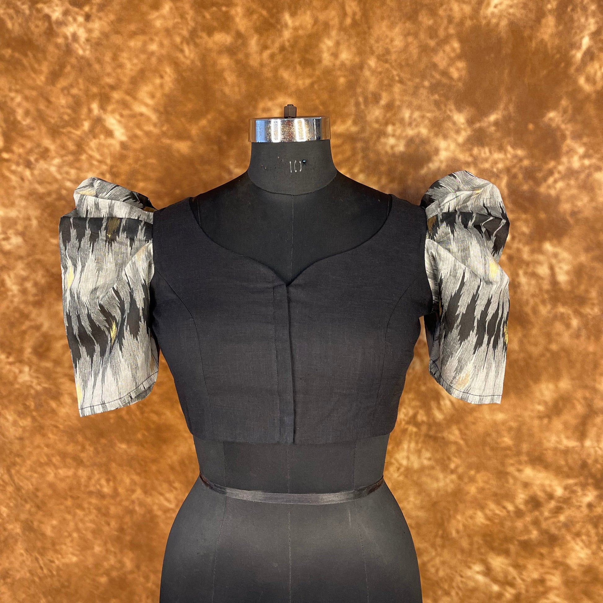 Aurora Black Black Coloured Cotton / Chanderi Ready to Wear Blouse - kapda Tailor | Swadesiicart