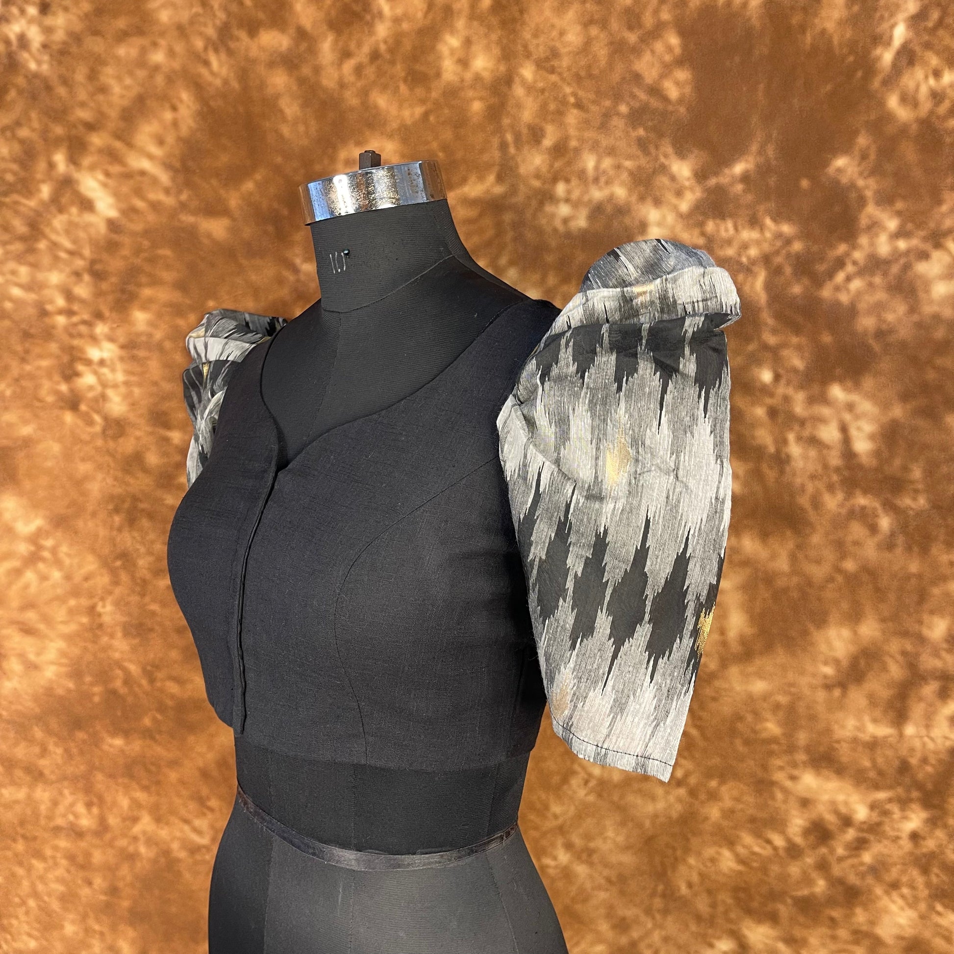 Aurora Black Black Coloured Cotton / Chanderi Ready to Wear Blouse - kapda Tailor | Swadesiicart