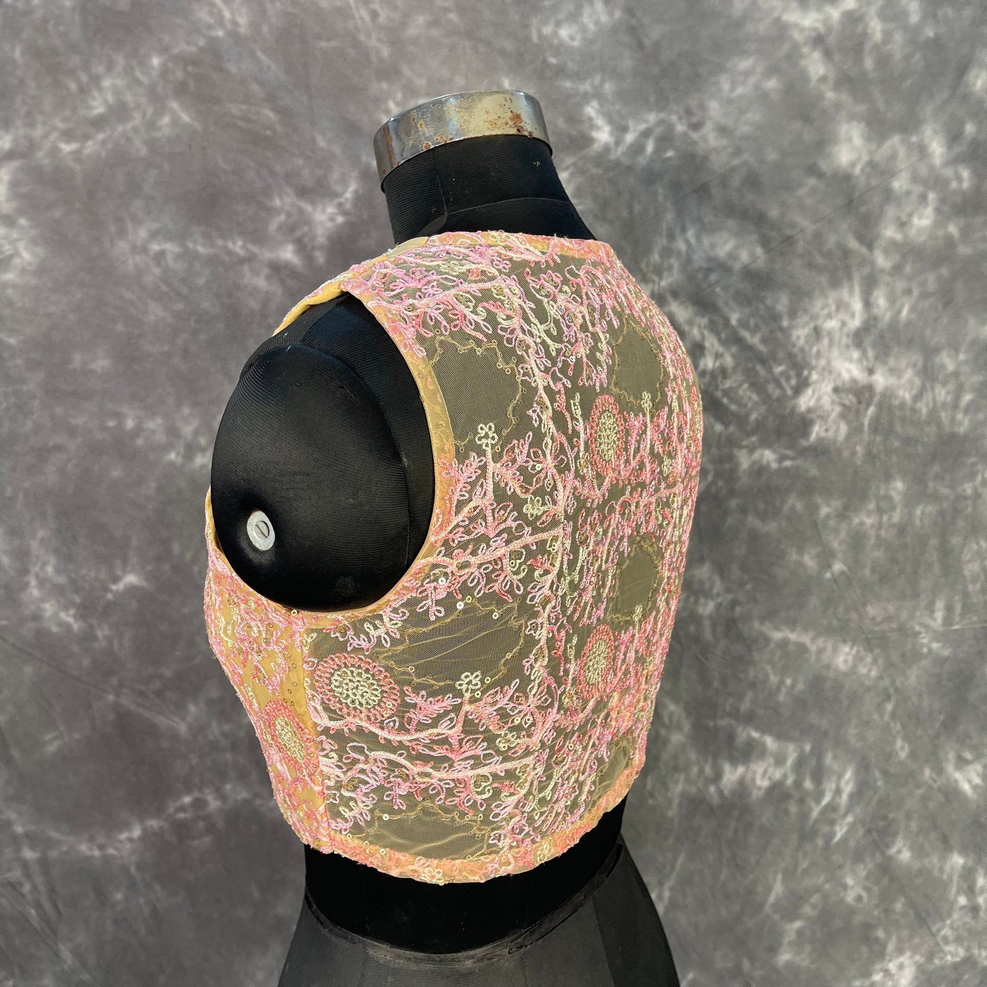Parchment Pink Pink Coloured Net With Embroidrey Ready to Wear Blouse - kapda Tailor | Swadesiicart