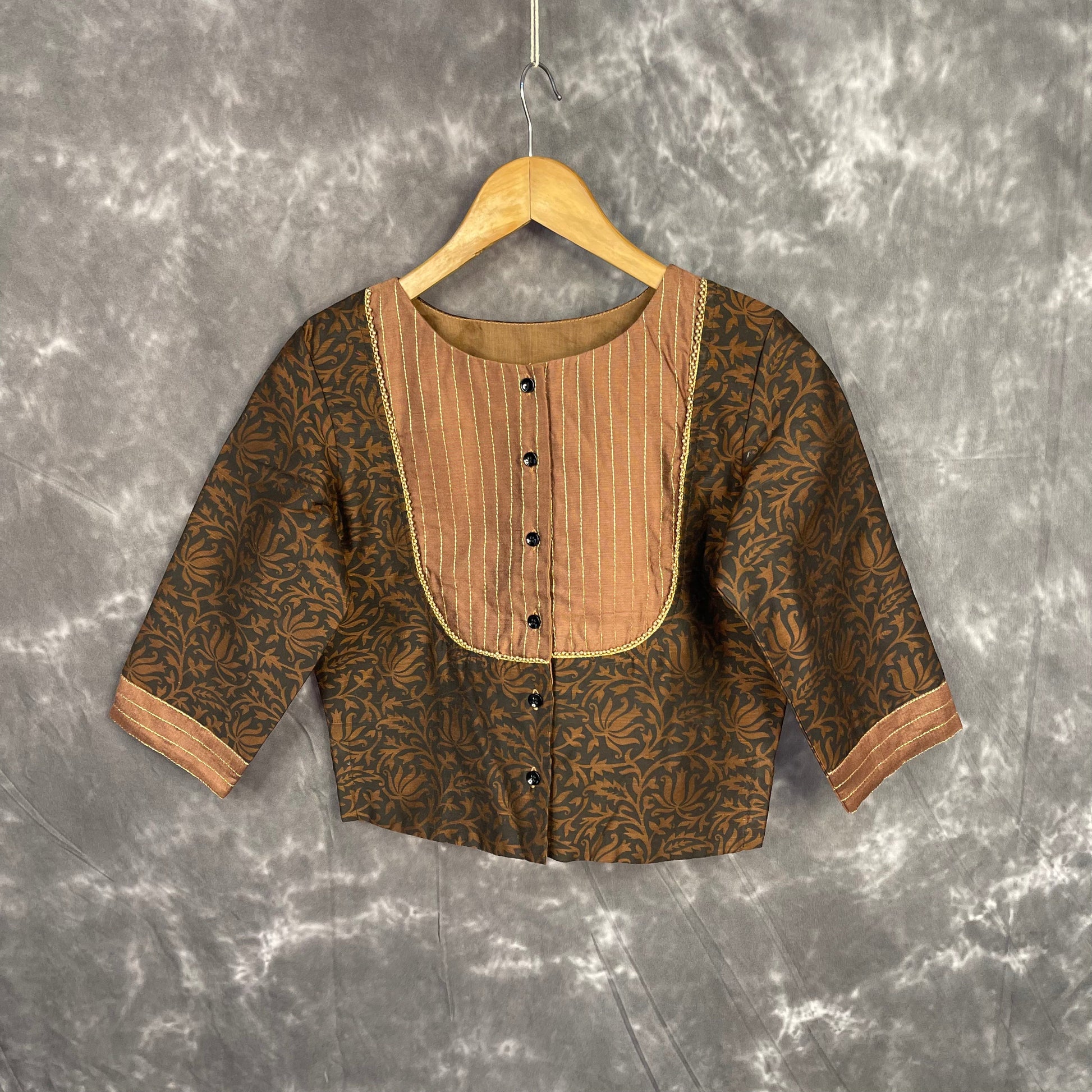 Wood Wish Brown Coloured Cotton Silk Ready to Wear Blouse - kapda Tailor | Swadesiicart