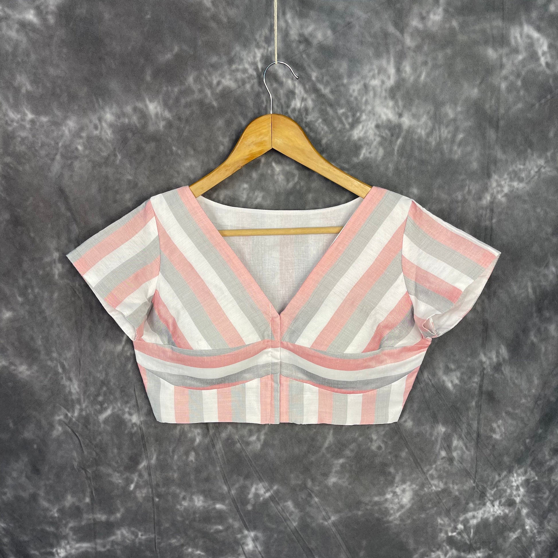 Funky Fusion Multis Strip Color Coloured Chanderi Cotton Ready to Wear Blouse - kapda Tailor | Swadesiicart