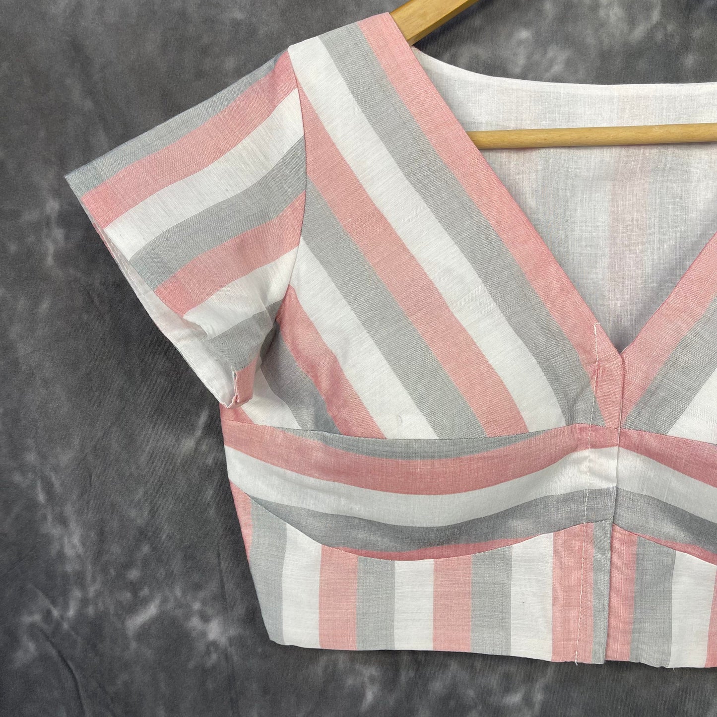 Funky Fusion Multis Strip Color Coloured Chanderi Cotton Ready to Wear Blouse - kapda Tailor | Swadesiicart