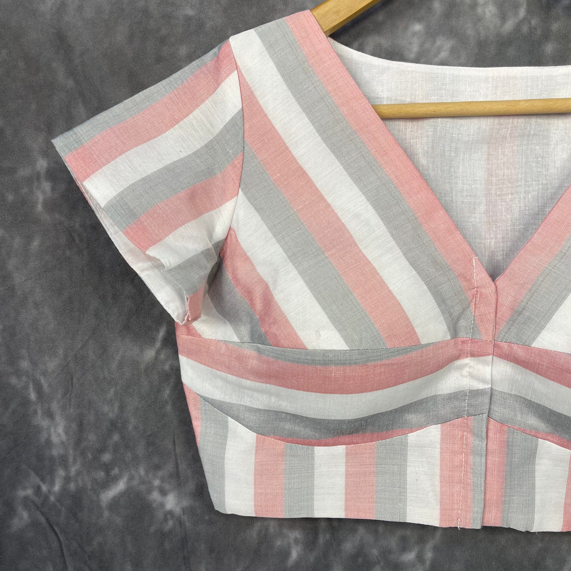 Funky Fusion Multis Strip Color Coloured Chanderi Cotton Ready to Wear Blouse - kapda Tailor | Swadesiicart