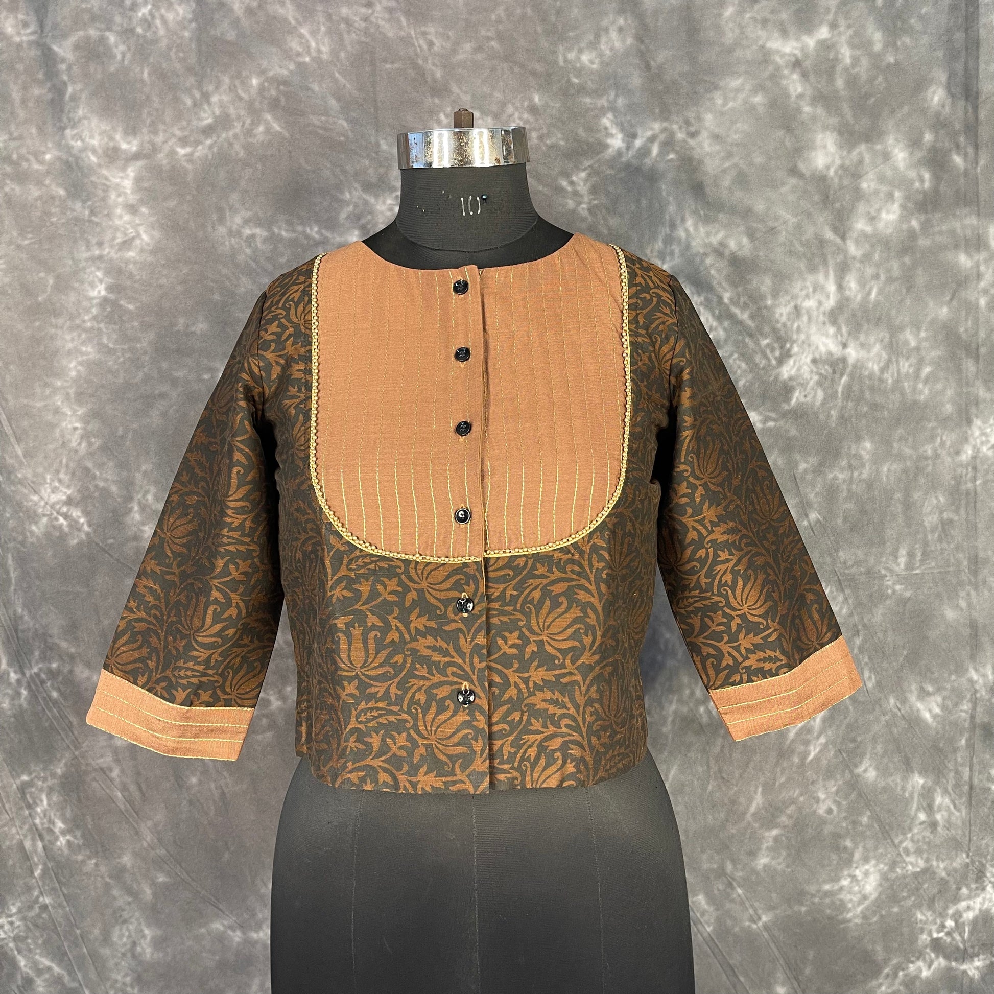 Wood Wish Brown Coloured Cotton Silk Ready to Wear Blouse - kapda Tailor | Swadesiicart