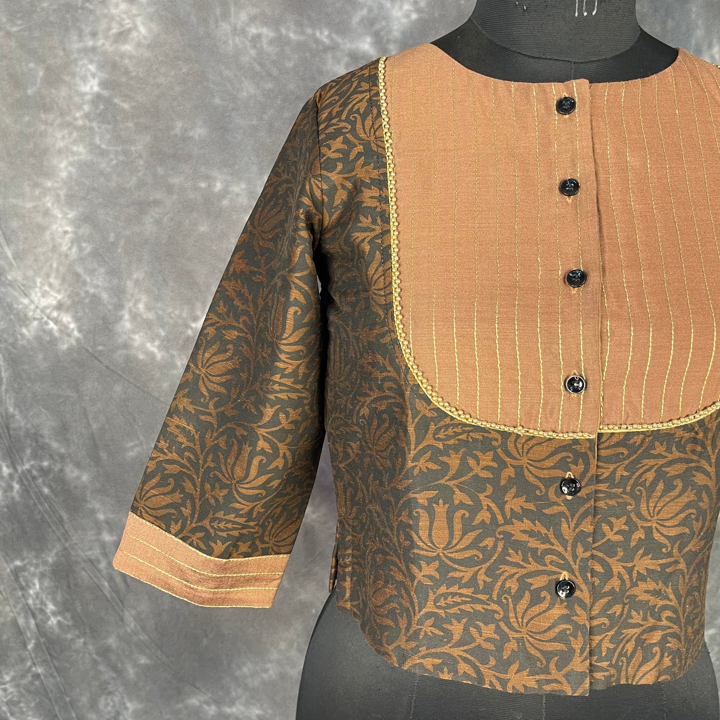 Wood Wish Brown Coloured Cotton Silk Ready to Wear Blouse - kapda Tailor | Swadesiicart