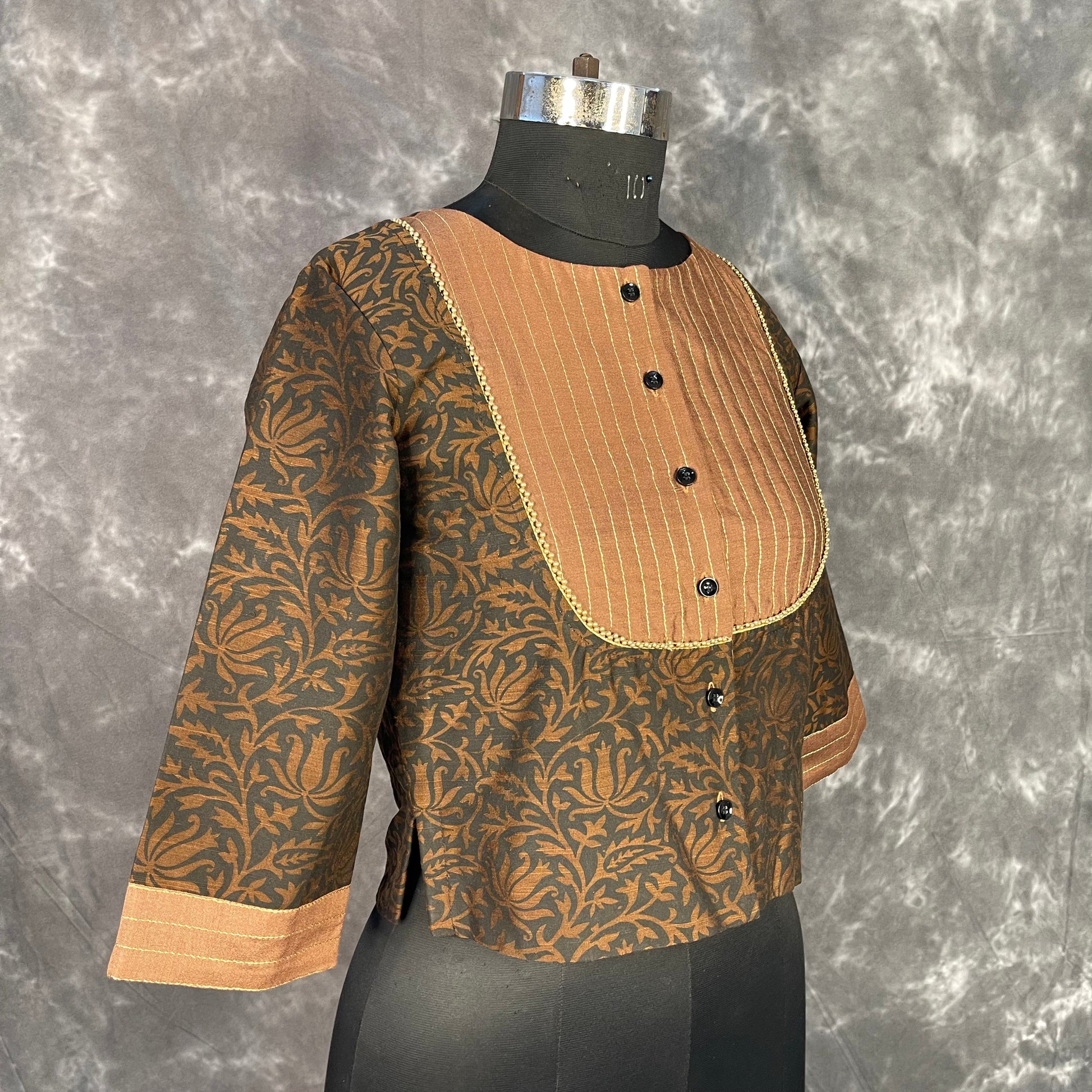 Wood Wish Brown Coloured Cotton Silk Ready to Wear Blouse - kapda Tailor | Swadesiicart