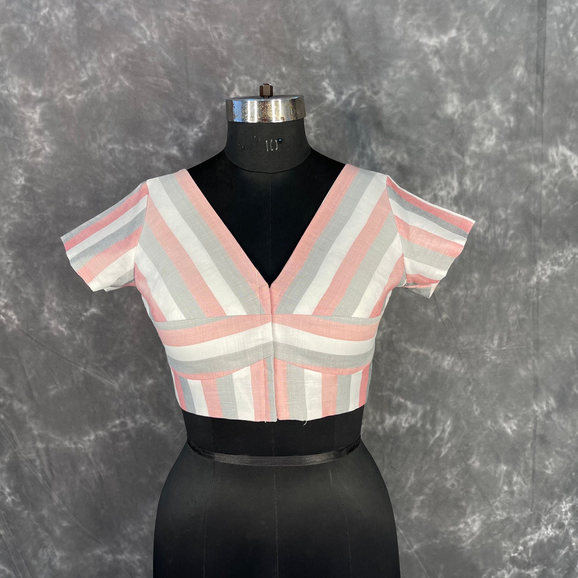 Funky Fusion Multis Strip Color Coloured Chanderi Cotton Ready to Wear Blouse - kapda Tailor | Swadesiicart