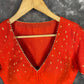 Rakhtbeej Medium Burnt Orange Coloured Chanderi with Gold Butta Weaving Ready to Wear Blouse - kapda Tailor | Swadesiicart
