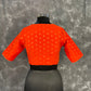 Rakhtbeej Medium Burnt Orange Coloured Chanderi with Gold Butta Weaving Ready to Wear Blouse - kapda Tailor | Swadesiicart